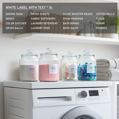 Wide-Mouth Glass Storage Canisters with Lids, Labels and Spoons in Five Pack Configurations