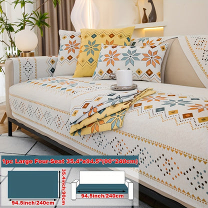Sofa Cover Bohemian Chenille Jacquard Knit Sections with Anti-Slip Feature for Seat, Armrest or Backrest