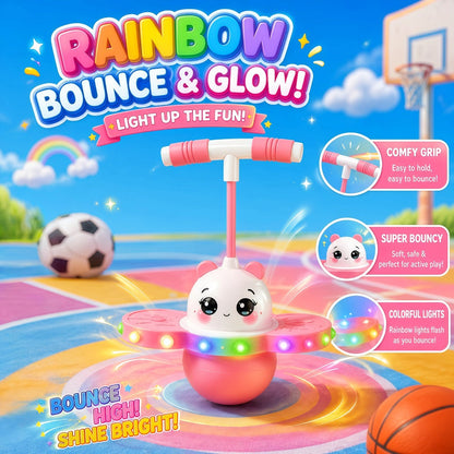 LED Light Up Bouncing Ball for Kids, Colorful Illuminated Balance Toy for Indoor & Outdoor Play, Fun Pink & Interesting Black