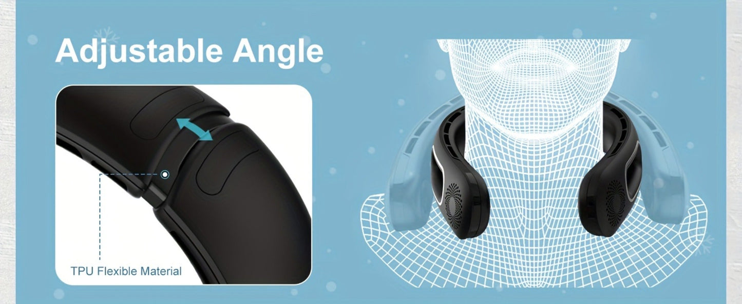 Vent-Channel Neck Fan in Black or White Color Options with Four-Speed Control and USB Charging