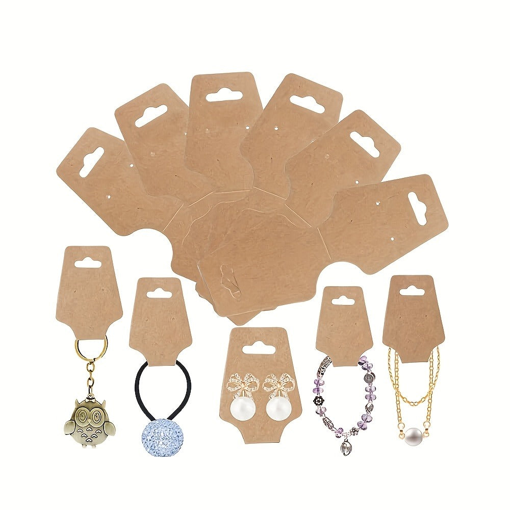 Self-Adhesive Kraft Jewelry Display Cards with Rounded Corners for Necklaces, Bracelets and Keychains, 11- or 99-Pack