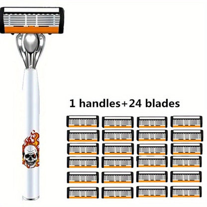 Men's Safety Razor with Replacement Blades - Anti-Slip Stainless Steel Handle Shaver for Beard & Sideburns, Classic Style Wet Shaving Razor, Multiple Blade Bundle Options