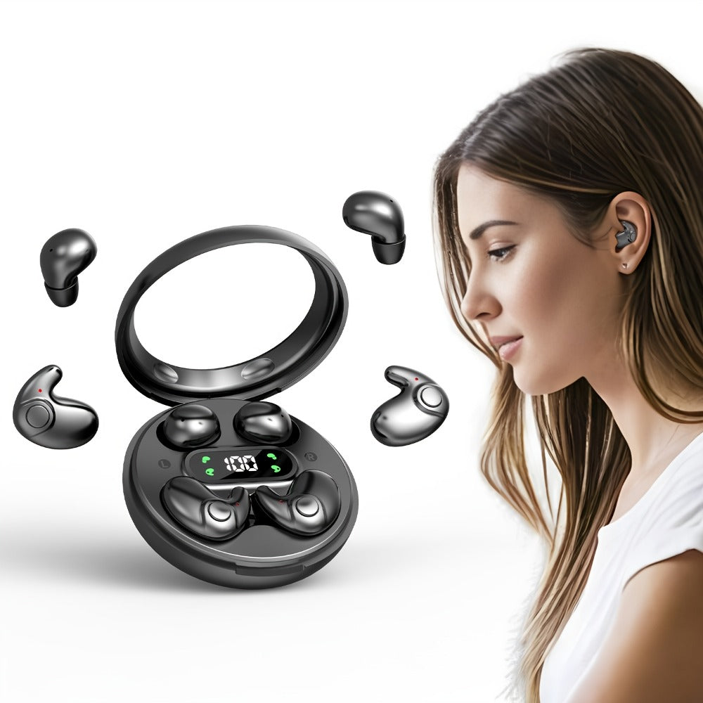 2-in-1 Wireless Earphones Couples Shared Audio Long Battery Life Clear Sound TV Movies Music Running Type-C Charging Condenser Mic Semi-Open iOS Android