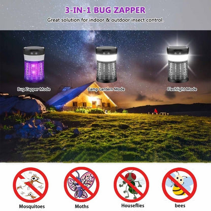 Solar and USB-C Insect Zapper Lantern with 3000V Grid, Dual UV Labels and Three Lighting Modes
