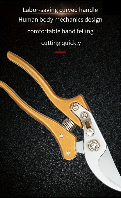 Japanese Gardening Shears Heavy Duty with Ergonomic Handle, Floral Scissors & Pruning Shears for Plant Trimming, Branch Cutting & Outdoor Garden Work – Gold & Black