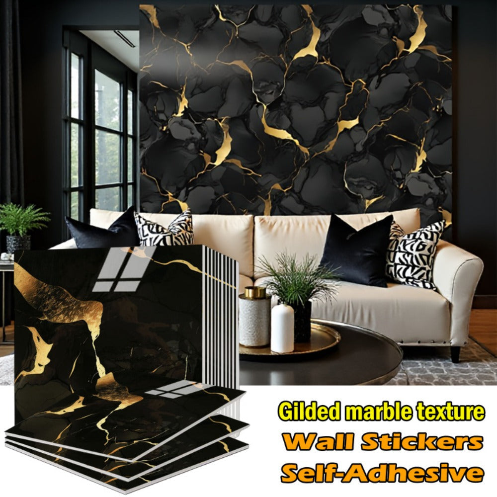 Marble Gold-Vein Wall Tile Sticker Set with 30 cm Panels, Four Colors and 50- or 100-Piece Packs