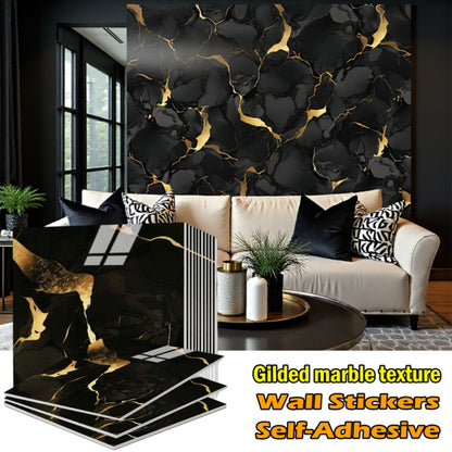 Marble Gold-Vein Wall Tile Sticker Set with 30 cm Panels, Four Colors and 50- or 100-Piece Packs