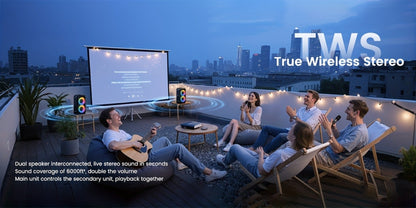 Karaoke Party Speaker with Disco Lights & Microphone Kinglucky, Portable Bluetooth Subwoofer Speaker for Outdoor Events Family Singing, TWS Stereo Pairing, TF/AUX/USB, Wireless Speaker for Parties Backyard Celebrations