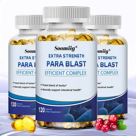 PARA BLAST Gut Cleanse Capsules with Black Walnut Hull, Wormwood & Cranberry – Parasite Cleanse & Intestinal Detox Supplement 120 Capsules 60-Day Supply for Women & Men