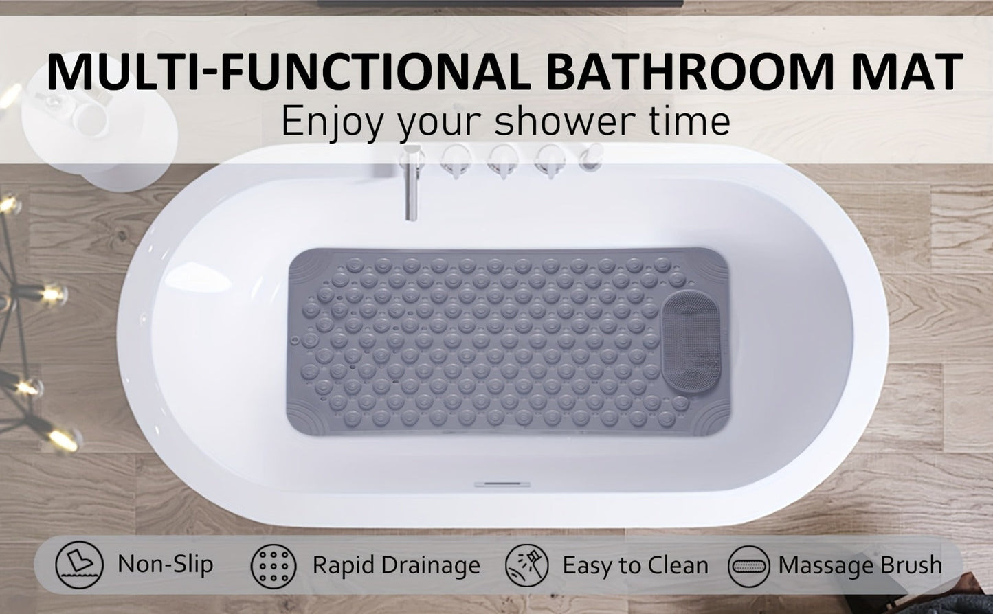 Non-Slip Bath Mat with Massage Texture Extra Large Shower Tub Mat Anti-Slip Bathtub Mat