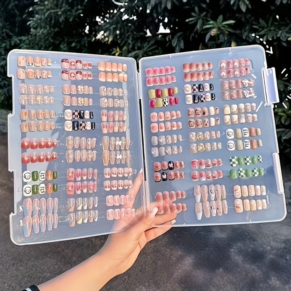 Press On Nails 96 Pieces - Long Fake Nails Random Assorted Designs | Full Cover False Nails for Daily Wear & Holiday, Mix Style Glossy Nail Set for Women Girls, Available in 1 Pack 2 Pack & 4 Pack