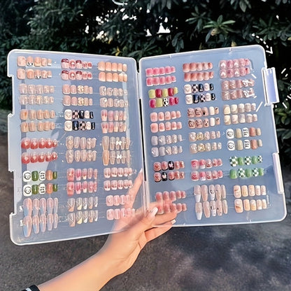 Press On Nails 96 Pieces - Long Fake Nails Random Assorted Designs | Full Cover False Nails for Daily Wear & Holiday, Mix Style Glossy Nail Set for Women Girls, Available in 1 Pack 2 Pack & 4 Pack