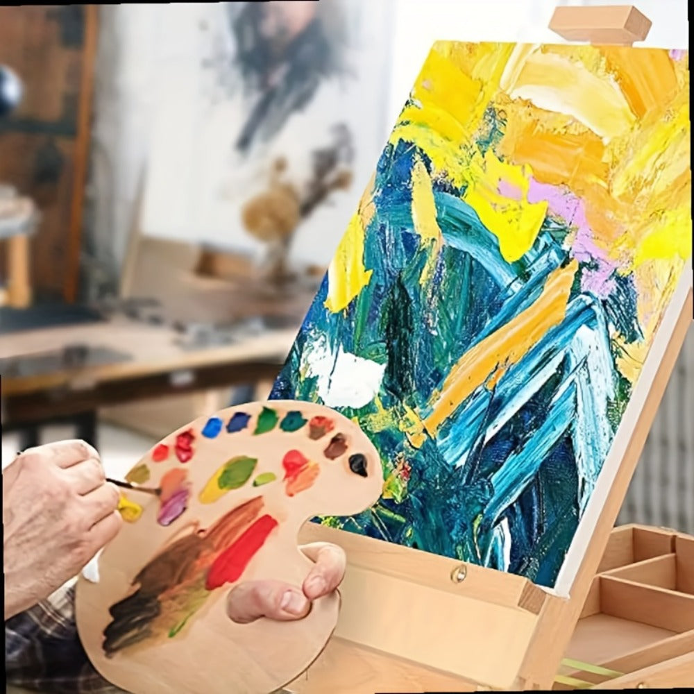 14-Piece Portable Painting Box Set with Adjustable Tabletop Easel, Canvas, Brushes and Palette Knife