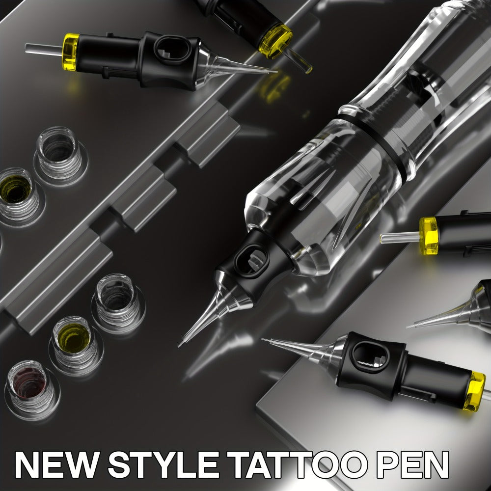 Tattoo Machine Kit POSEIDON PS090-161 Wireless Rotary Pen with 1400mAh Battery, Display, 10 Cartridges and 6 Inks