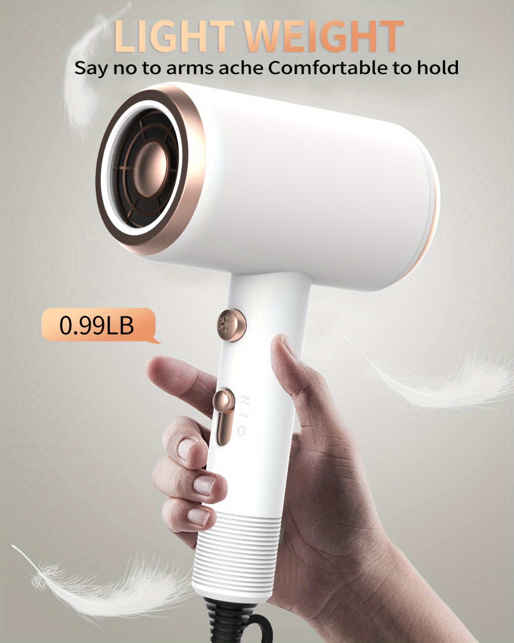 Ionic Hair Dryer 1600W with Diffuser Concentrator Nozzle 2 Speed 3 Heat Settings Cool Shot ALCI Safety Plug Brushed Motor Anti-Frizz Portable Blow Dryer for Straight Curly Wavy Hair Home Travel Salon