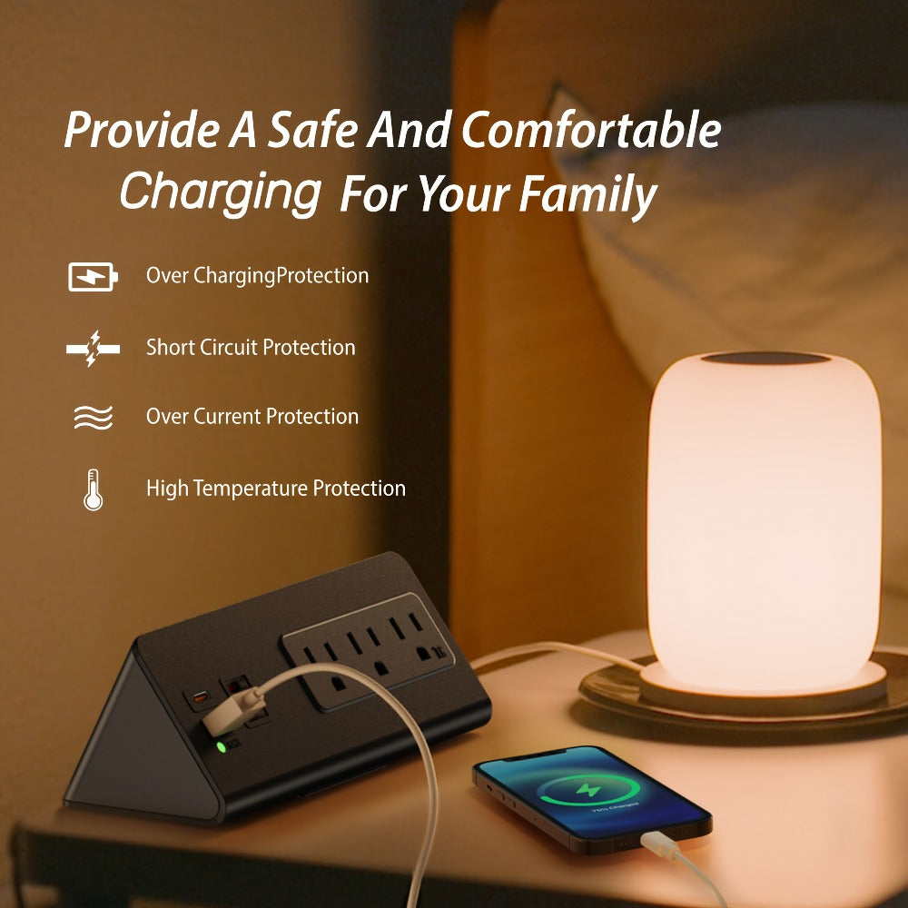 Power Strip Desk-Edge 7-in-1 with Clamp or Screw Mount, PD 20W USB-C, 5.6-Foot Cord and Power Indicator