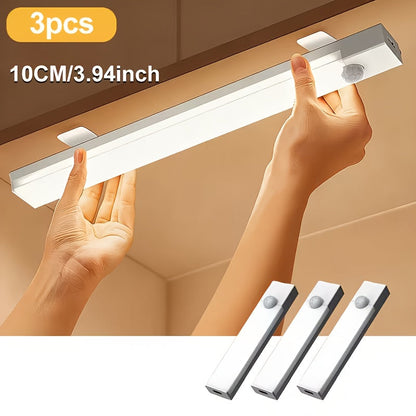 Night Light Motion Sensor LED Bar with USB Rechargeable 400mAh Battery, Three Brightness Levels and Six Size-Pack Options