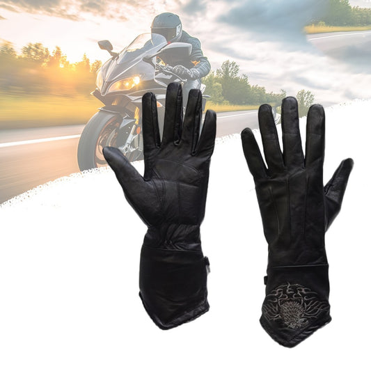 Women's Motorcycle Riding Gloves Full Finger Thermal Winter Warm Gloves with Stitched Eagle for Motorbike Cycling Driving Cold Weather – Black (S/M/XL/2XL/4XL)