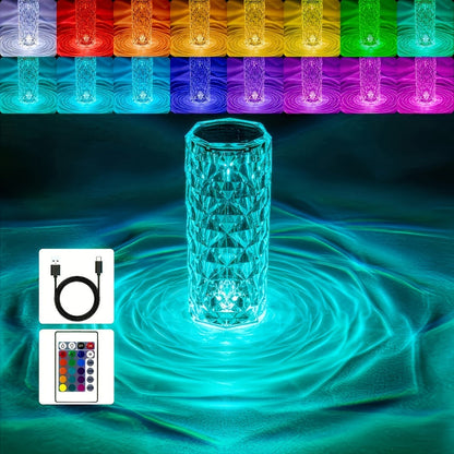 6.2-Inch Crystal-Style LED Table Lamp with 16 Colors, Touch Control, Remote and USB Power Lead