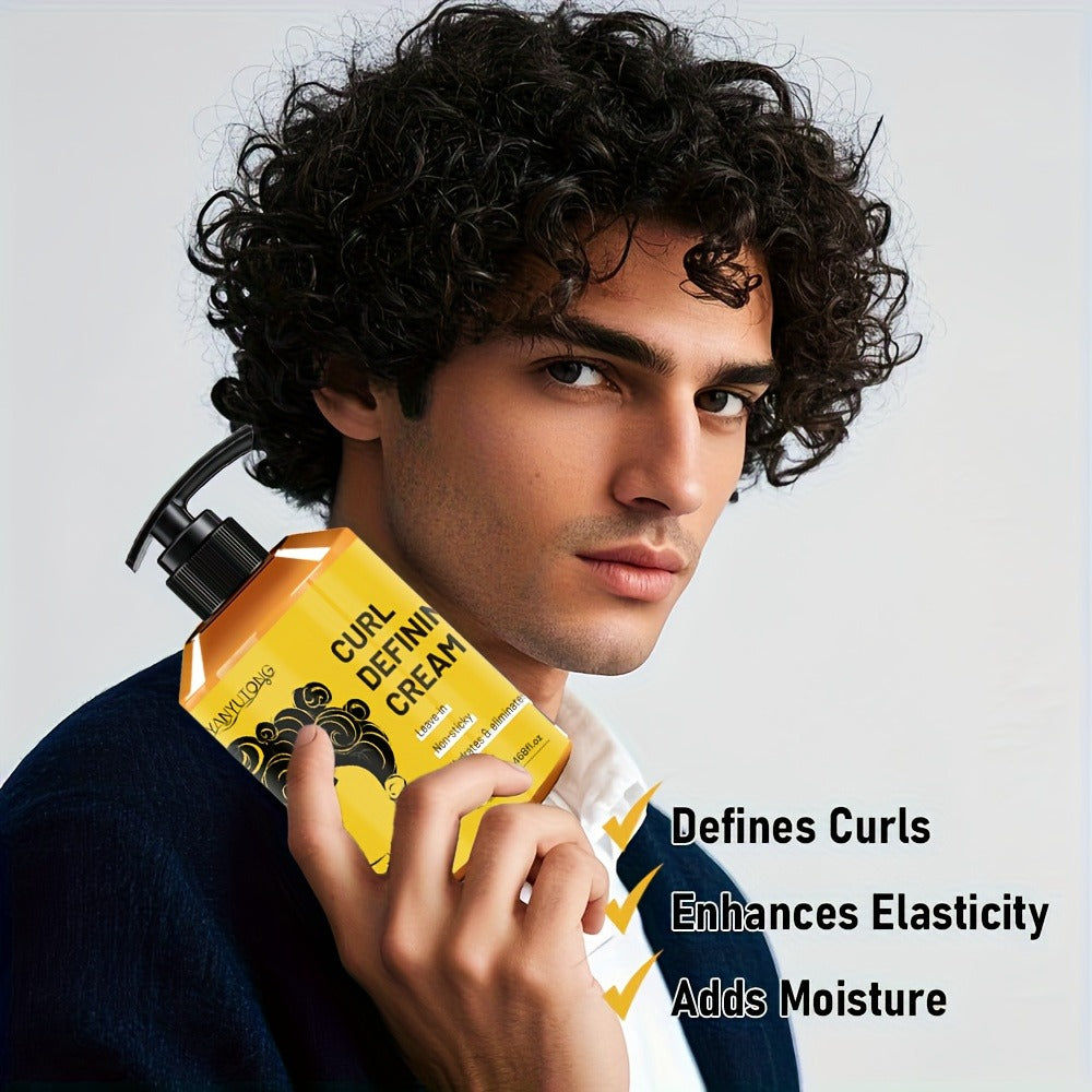 Curl Defining Cream with Argan Oil 280ml - Anti Frizz Moisturizing Long Lasting Hold Non-Greasy Hair Styling Cream for Wavy Curly Straight Hair Women Men Salon Quality Hairstyle