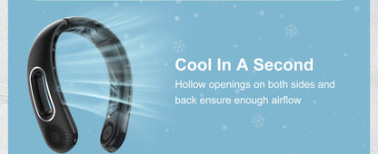Vent-Channel Neck Fan in Black or White Color Options with Four-Speed Control and USB Charging