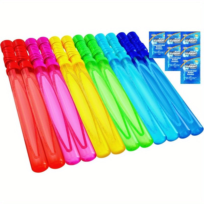 Big Bubble Wands Bulk with Refill Solution – 14.6 Inch Giant Bubble Maker 12 or 36 Pack for Kids, Summer Outdoor Party Favor Easter Basket Stuffer Birthday Gift School Activity Supplies