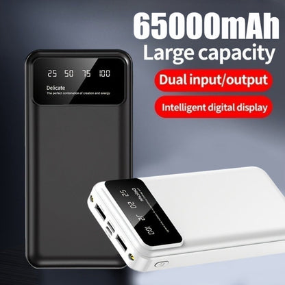 65000mAh Portable Power Bank with LED Display USB Charger for iPhone 17 16 15 14 13 12 11 XS Android Phones Tablets – High Capacity Emergency Backup Battery Pack for Travel Outdoor Camping