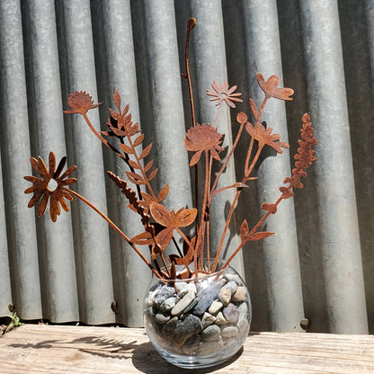 Rustic Metal Wildflower Bouquet, 10-Piece Mixed Stem Set from 25.4 to 40 cm for Vases and Planters
