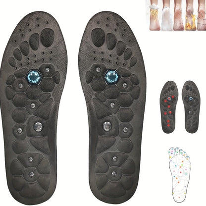 Black Textured Full-Length Shoe Insoles with Raised Circular Footbed Pattern in US 4-7, 8-11 and 12-15 Sizes