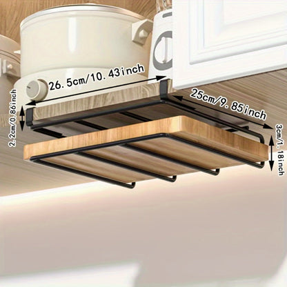 Cutting Board Hook Rack Kitchen Organizer Carbon Steel Cabinet-Door or Wall-Mount Storage in Black