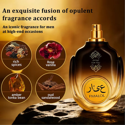 Eau de Parfum Dubai Luxury for Men in Black Arabic-Art Gift Box with Oud Source Family for Daily Wear