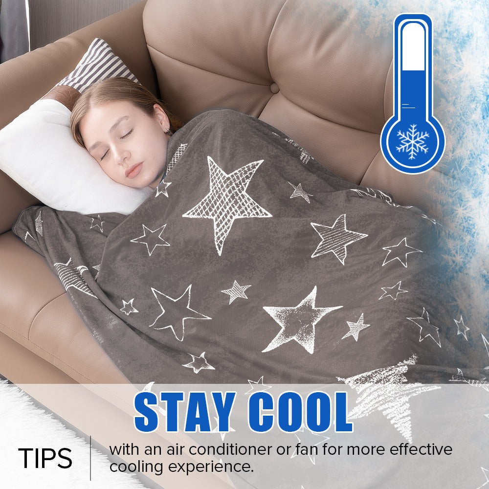 Patterned Double-Sided Summer Blanket with 69 Tie-Dye, Solid, Star and Snowflake Size Options