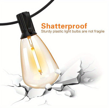 Solar Bulb String Lights in Warm White with ST38-Style Bulbs and 50- or 100-Foot Length Options