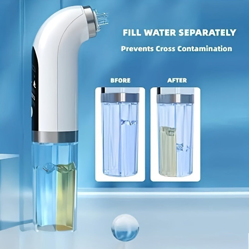 White Water-Tank Pore Vacuum Blackhead Remover with 3 Suction Levels and 6 Interchangeable Heads