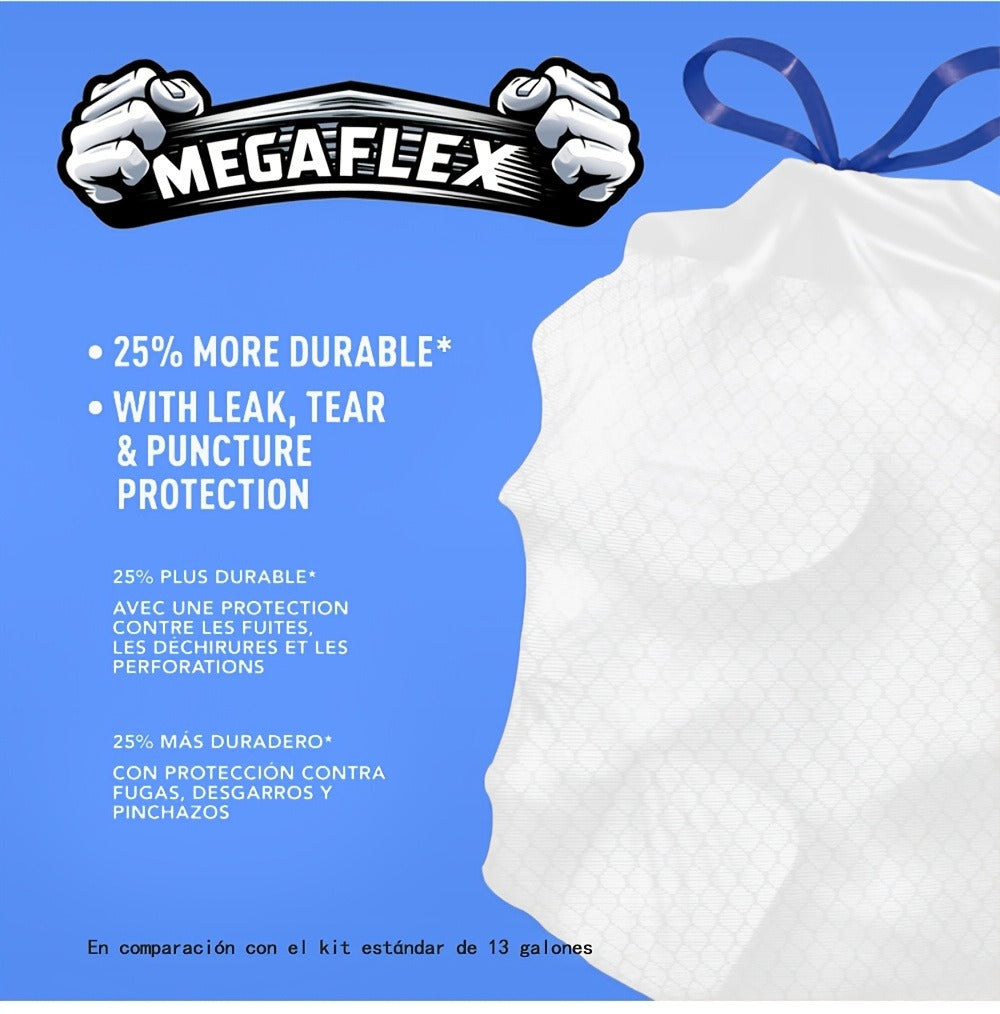 13-Gallon Scented Drawstring Trash Bags, 150-Count Pack in Three 50-Bag Rolls with Blue Ties