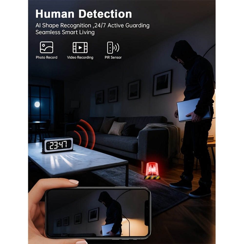 2K WiFi Clock Camera for Home, 5GHz & 2.4GHz Dual Band Wireless Indoor Security Camera, Nanny Cam Baby Monitor Dog Camera, Full Color Night Vision, Motion Detection, Two-Way Talk, Hidden Design