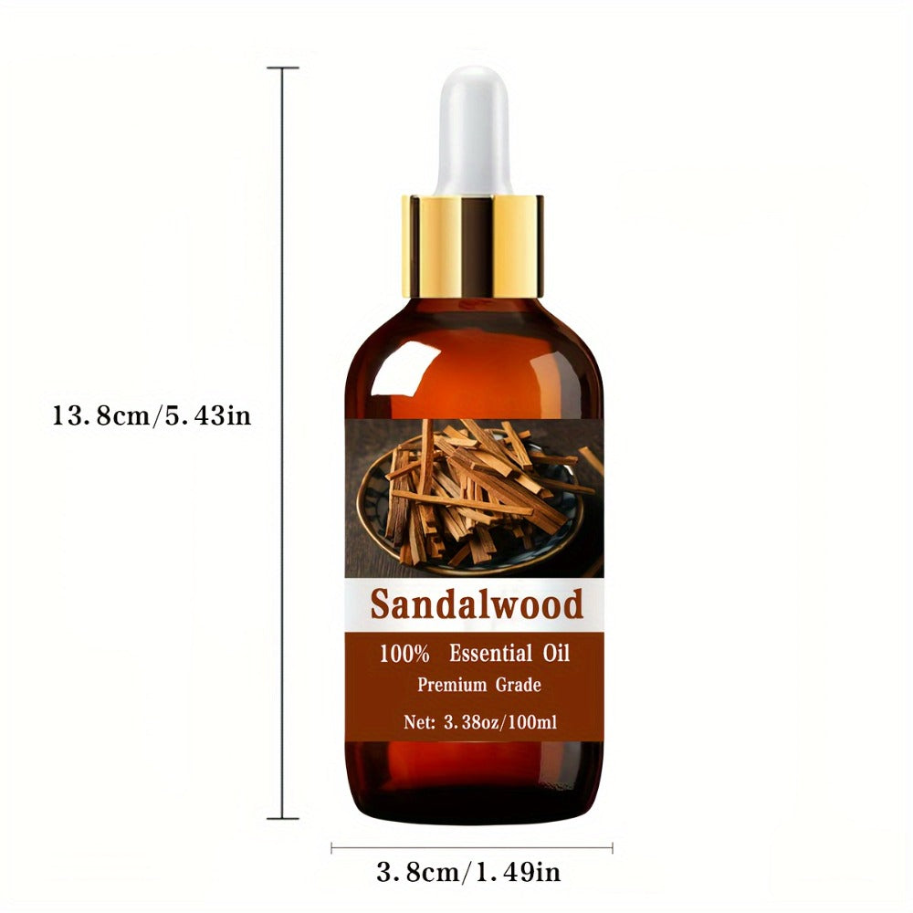 Aromatherapy Oil Sandalwood Warm Woody Aroma in 100ml Bottle for Hair, Skin, Massage, Diffuser and Bath