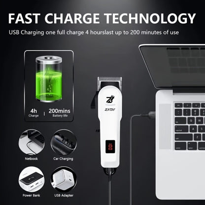 Professional Hair Clipper Kit 9-in-1 Trimmer for Haircut Bald Head Shaving LCD Display USB Fast Charge Long Battery Stainless Steel Blade 4 Guide Combs for Home Barbershop