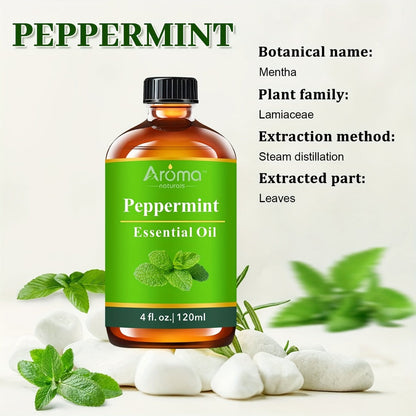 Essential Oil Peppermint 120ml or 10ml Ceramic-Stone Set for Diffuser, Candle and Car Fragrance