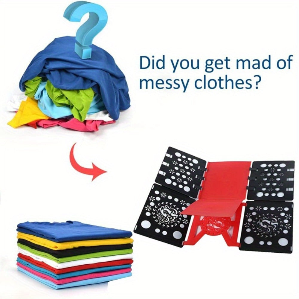 Clothes Folding Board Plastic Laundry Folder with Alignment Guide – Fast & Easy T-Shirt Folder, Ergonomic Closet Organizer for Neat Clothes Folding, Multi-Color, Laundry Room & Bedroom Accessory