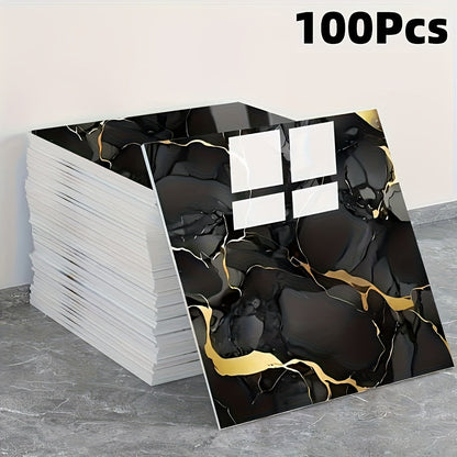 11.81-Inch Square Marble-Pattern Peel-and-Stick Wall Tiles in 50- or 100-Piece Design Options