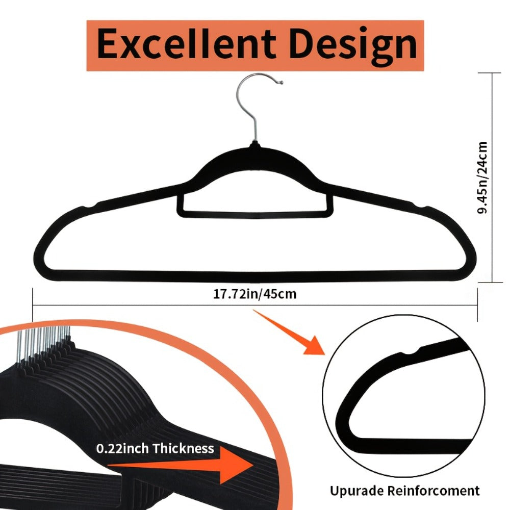 Non-Slip Velvet Hangers with 360° Rotating Hook & Hanger Buckles – Space Saving Closet Organizer Set (50pcs or 20pcs)