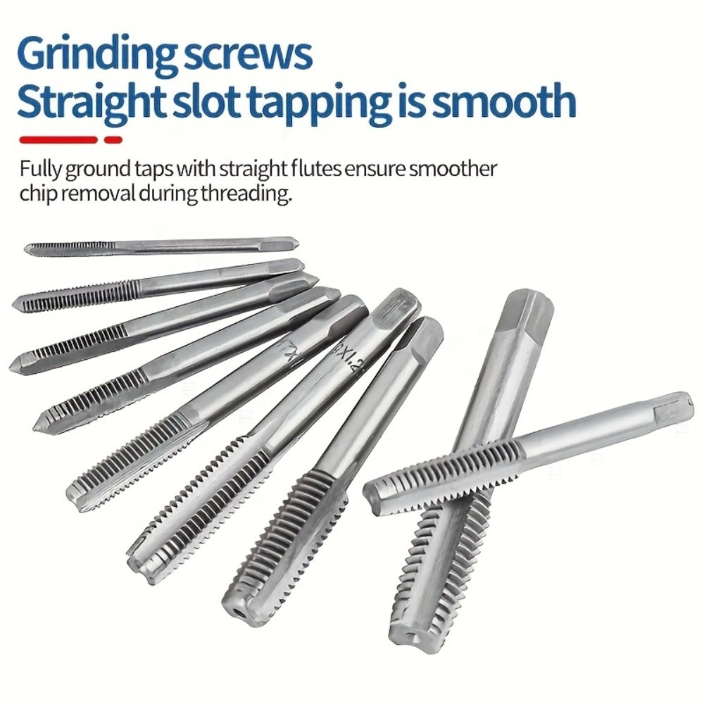 Metric Tap and Die Threading Set with M3 to M12 Sizes in 12- or 40-Piece Storage Case Configurations