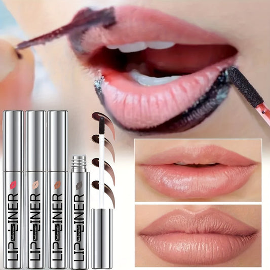 Lip Stain Pen Set 4 Colors 2-in-1 Lip Liner & Lip Tattoo — Waterproof Smudge-Proof Transfer-Resistant Matte Finish, Natural Acid Formula Long-Lasting All-Day Wear Lip Color for All Skin Tones