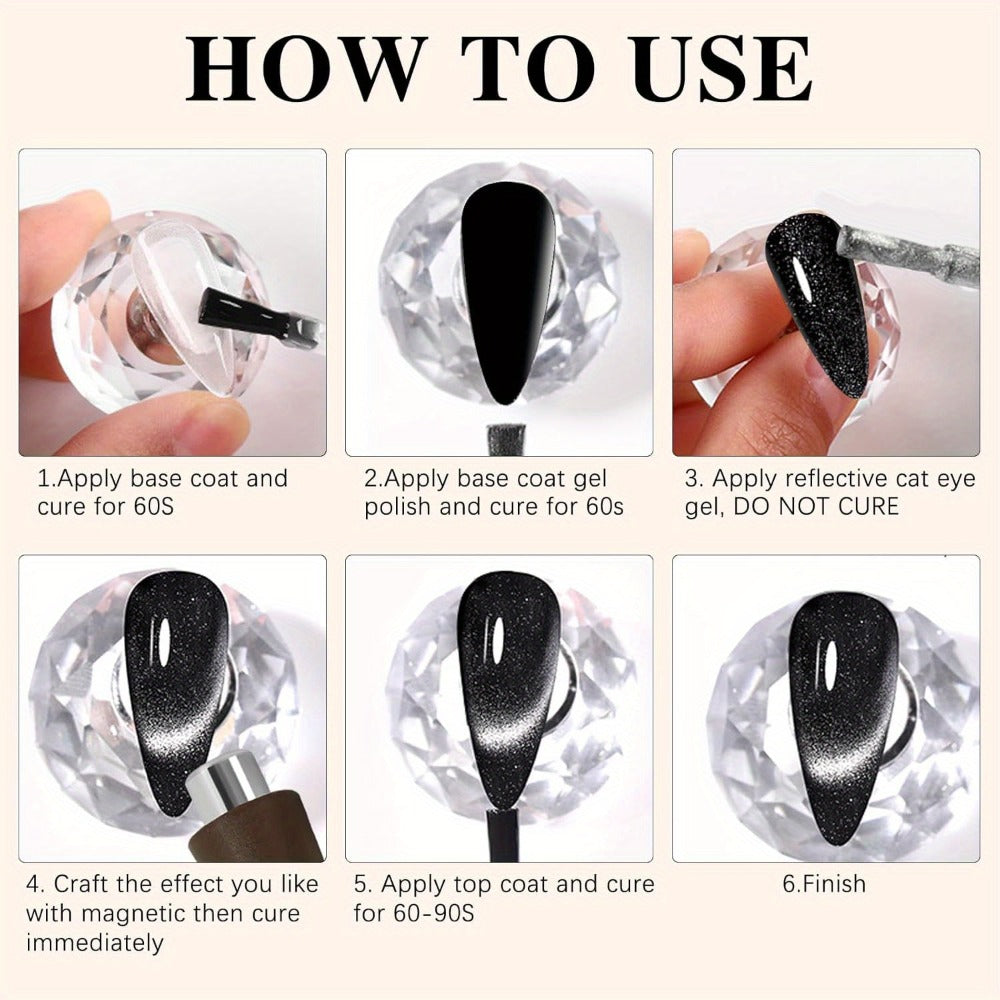 4-in-1 Y-Shaped Cat Eye Nail Magnet Stick Double Head - Heart & Multi-Pattern Magnetic Tool for Cat Eye Gel Polish Nail Art, Portable Professional Salon & Home DIY Nail Art Gift