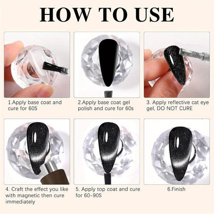 4-in-1 Y-Shaped Cat Eye Nail Magnet Stick Double Head - Heart & Multi-Pattern Magnetic Tool for Cat Eye Gel Polish Nail Art, Portable Professional Salon & Home DIY Nail Art Gift