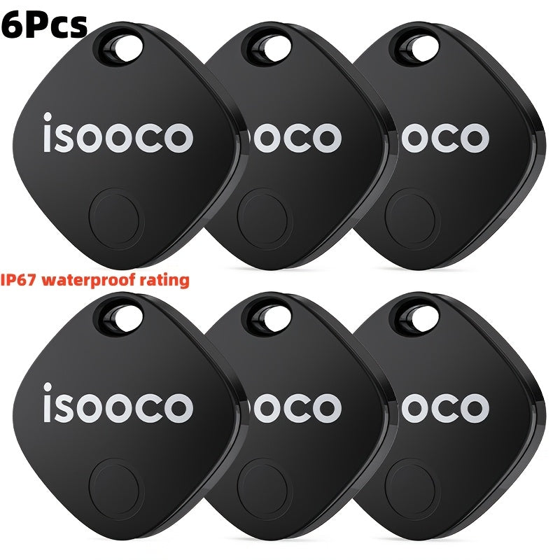 Black Mini Item Tracker Tags Six-Piece Set with Keyring Holes and One 6-Pack Checkout Pictured