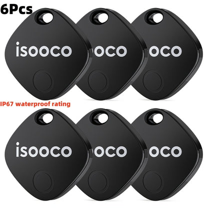 Black Mini Item Tracker Tags Six-Piece Set with Keyring Holes and One 6-Pack Checkout Pictured