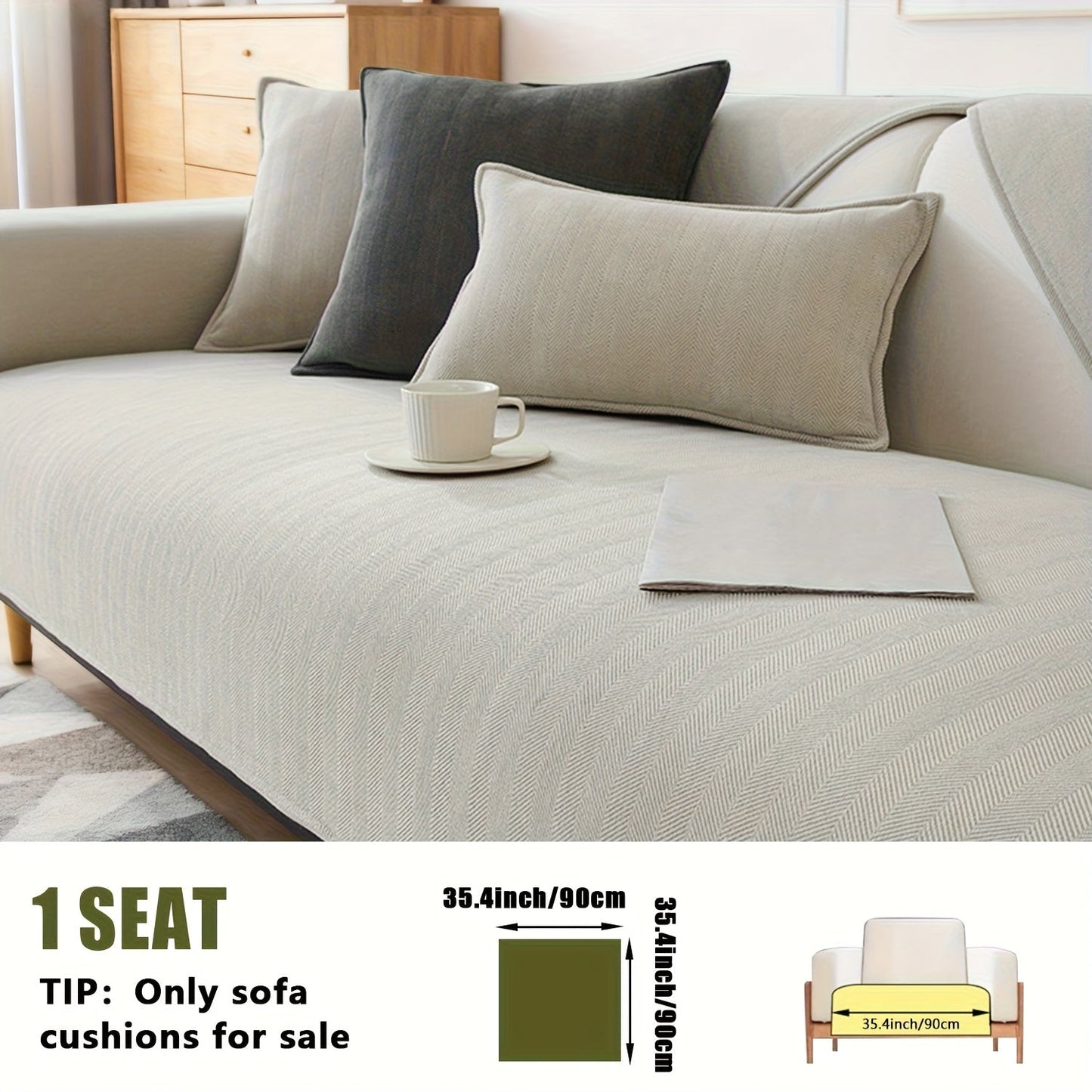Sofa Cover Ribbed Chenille Stretch Panels with Non-Slip Design for 1 to 4 Seats, Armrests or Cushions