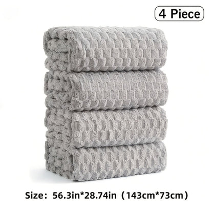 Towel Set 4 or 8 Piece Microfiber Collection with Hair-Drying Cap Options in Four Colors for Home and Guest Use